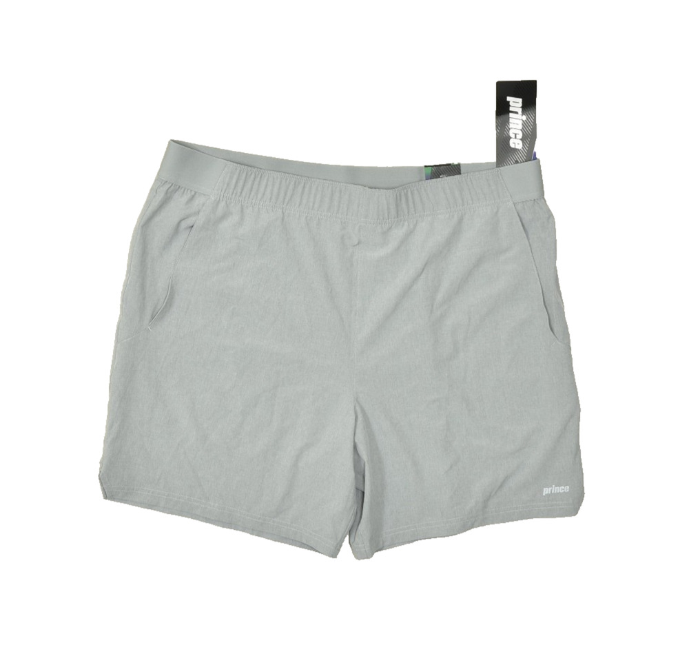 NWT Prince Men's 7" Woven Short Heather Gray Size 2XL Polyester Pockets NEW